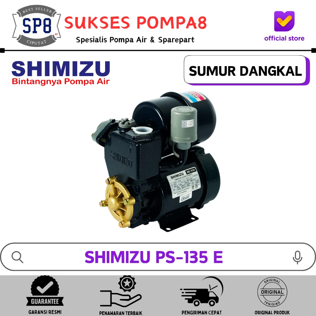 Pompa Air Shimizu PS-135 E Otomatis / Pompa Air Sumur Dangkal