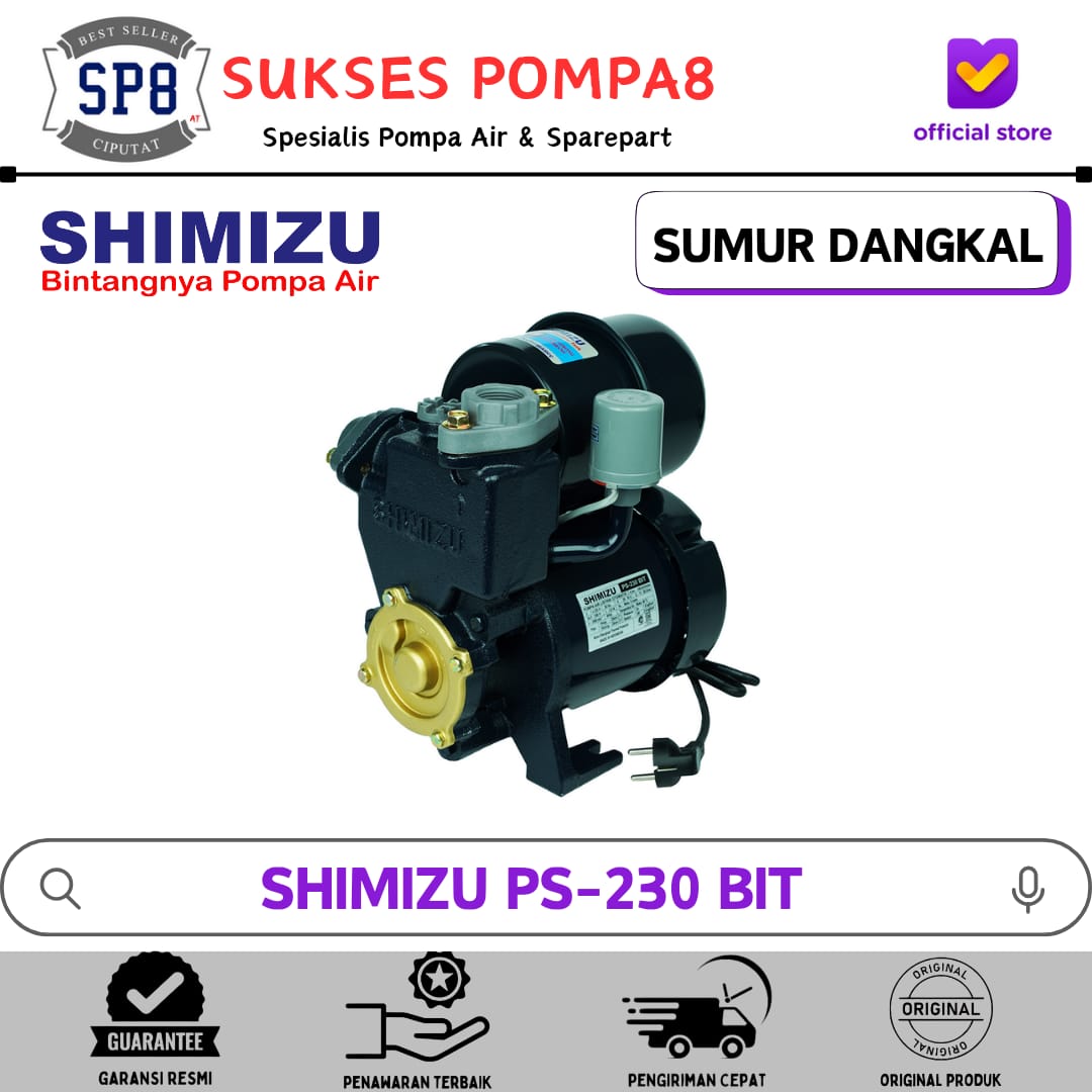 Pompa Air Shimizu PS-230 BIT Otomatis / Pompa Air Sumur Dangkal