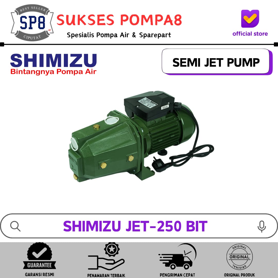 Pompa Air Shimizu JET-250 BIT Non Otomatis / Pompa Air Semi Jet