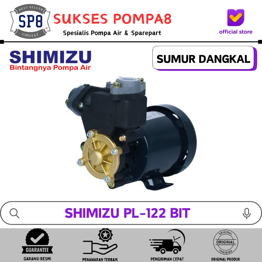 Pompa Air Shimizu PL-122 BIT Non Otomatis / Pompa Air Sumur Dangkal