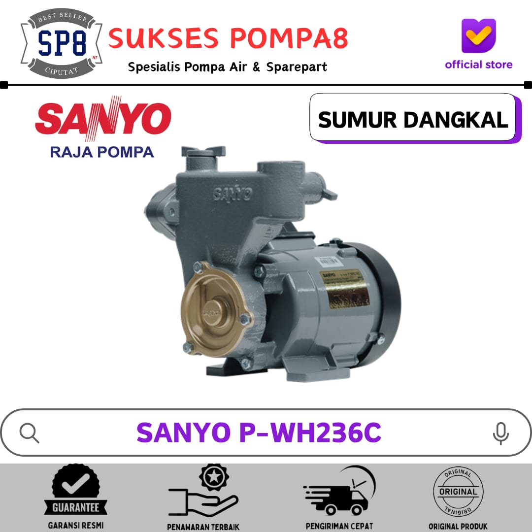 Pompa Air SANYO PWH 236C Non Otomatis / Pompa Air Sumur Dangkal