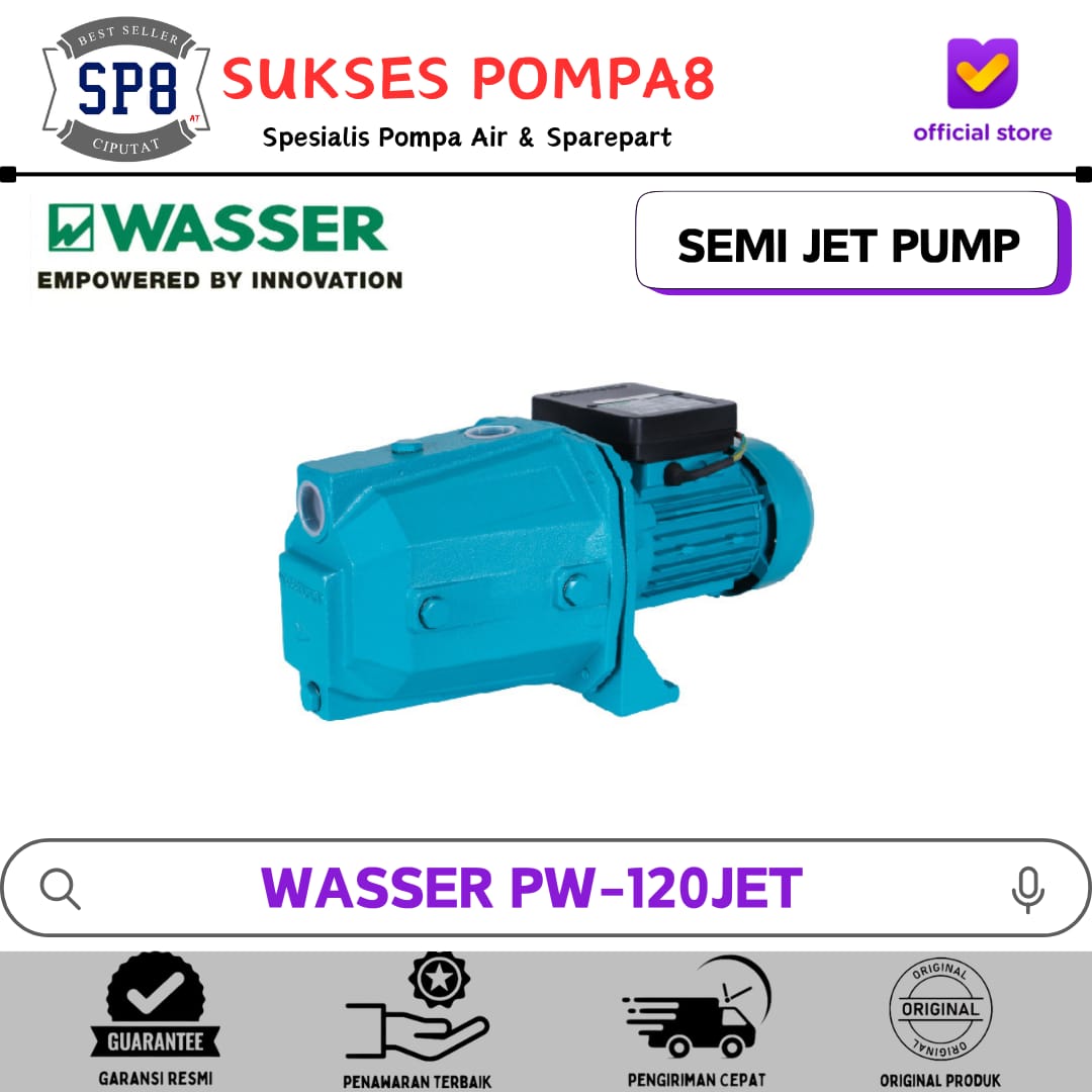 Pompa Air WASSER PW-120 JET Non Otomatis / Pompa Air Semi Jet