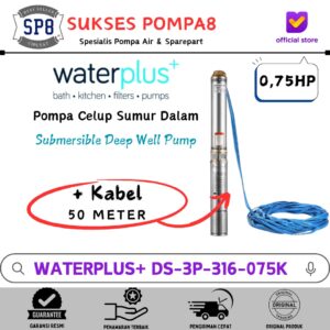 WhatsApp Image 2026-06-22 at 12.50.44 (1) Submersible Pump Waterplus+ 0,75HP 3" DS-3P-316--075K + Kabel / Pompa Satelit