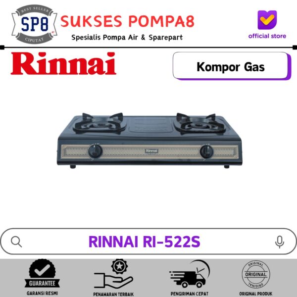 RINNAI RI-522S Kompor Gas 2 Tungku Ceflon