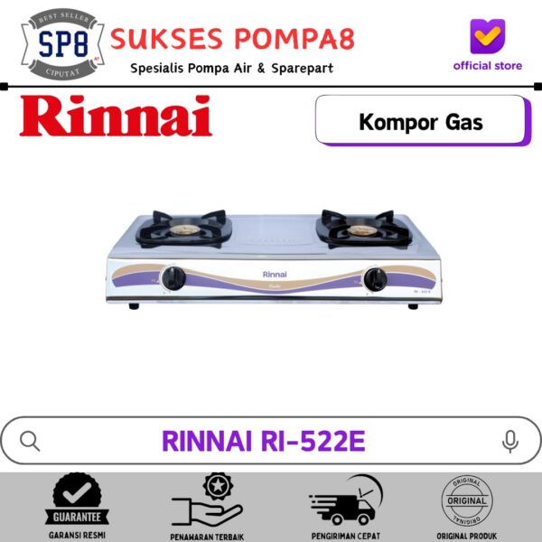 RINNAI RI-522E Kompor Gas 2 Tungku Stainless