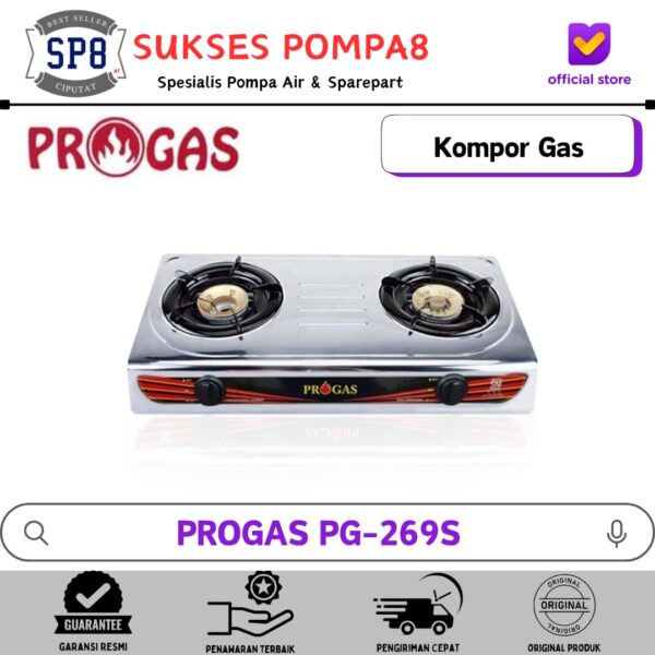 Kompor Gas PROGAS PG-269 Stainless 2 tungku