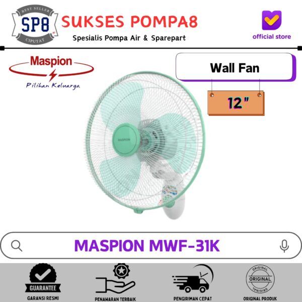 MASPION Wall Fan 12 Inch MWF-31K / Kipas Angin Dinding