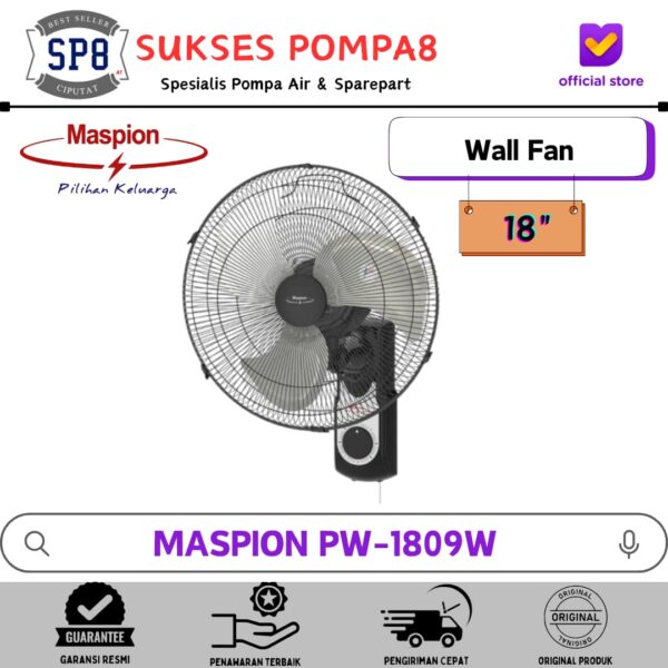 Maspion Power Fan PW-1809W / Kipas Angin Dinding 18 Inch / Wall Fan