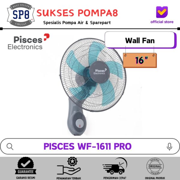 PISCES Bearing Wall Fan 16 Inch WF-1611 PRO / Kipas Angin Dinding