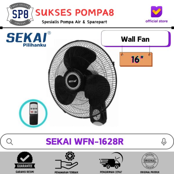 Sekai WFN-1628R (Remot) Wall Fan 16 Inch / Kipas Angin Dinding