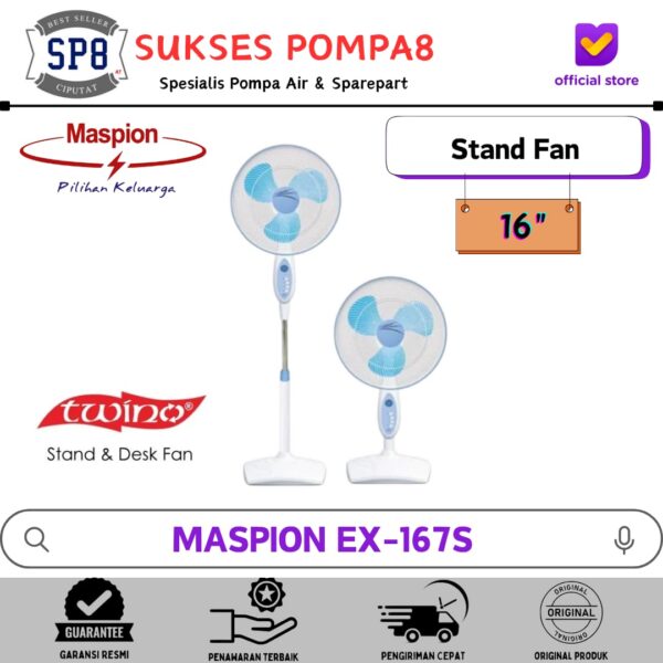 Kipas Angin Berdiri (Stand Fan) MASPION EX-167S (2in1) 16 Inch